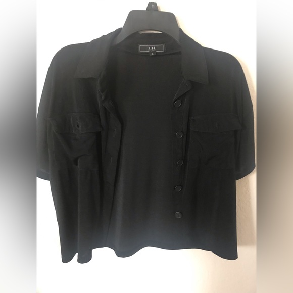 women's collared sports t shirt short sleeve black - Picture 6 of 8